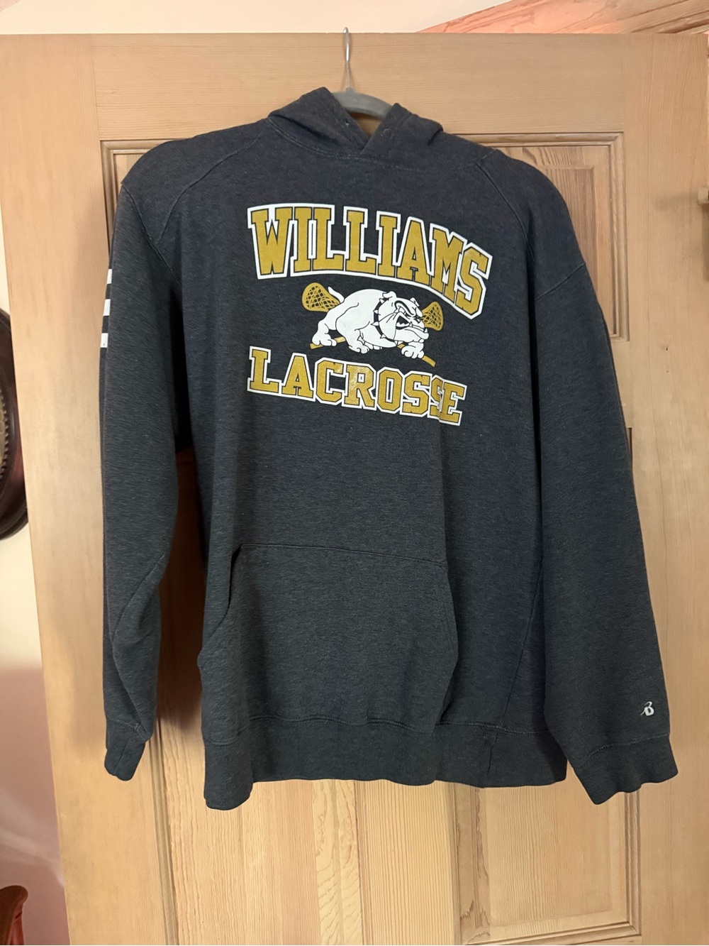Williams Lacrosse Charcoal Hooded Sweatshirt with Bulldog Graphic